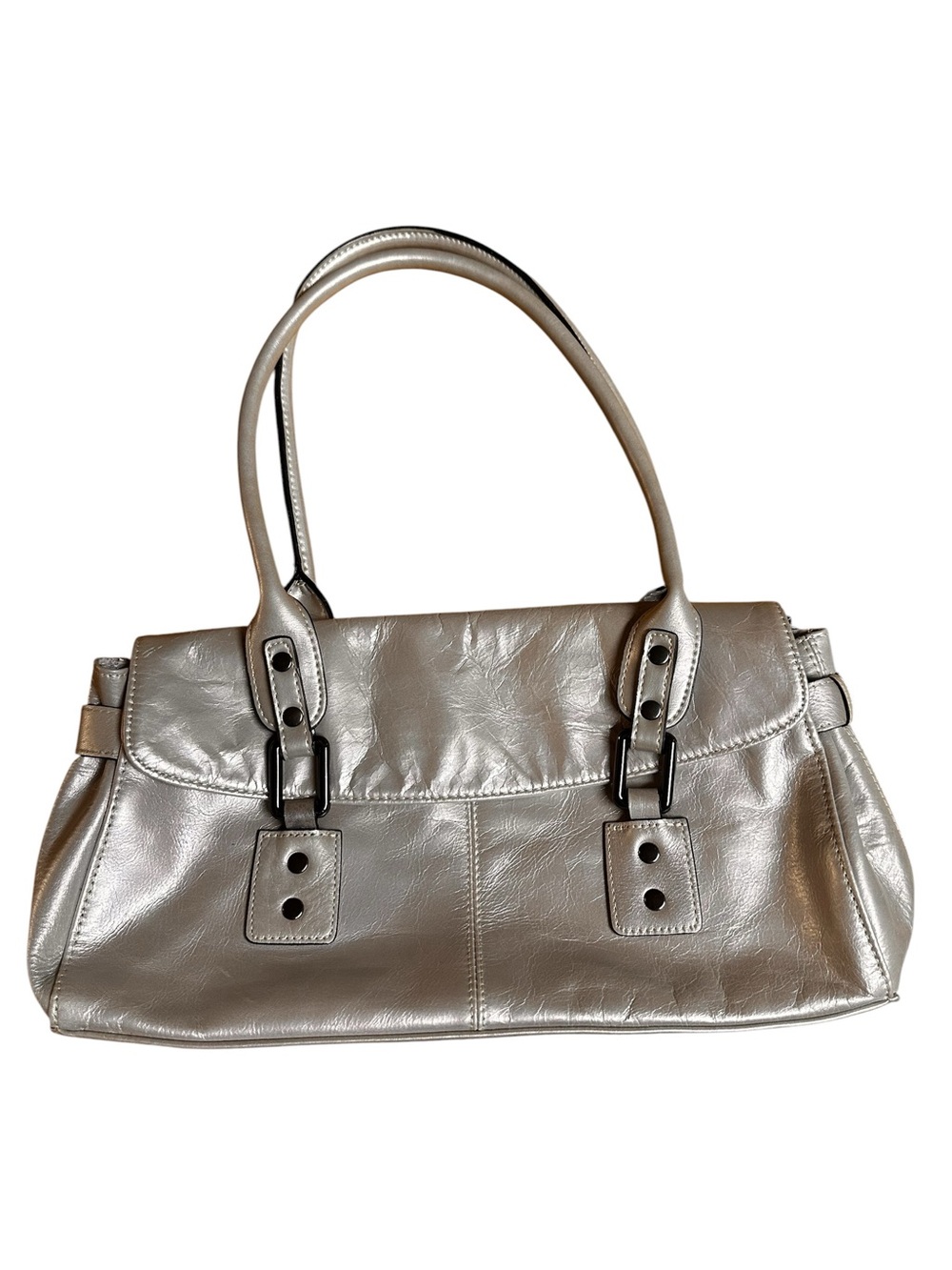 Worthington Y2K Vintage Soho Pearl Metallic Signature Demi Flap Shoulder Bag